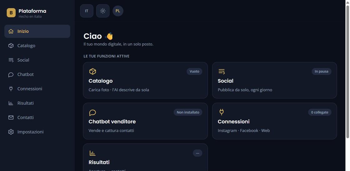 Pannello di gestione VéndeSolo